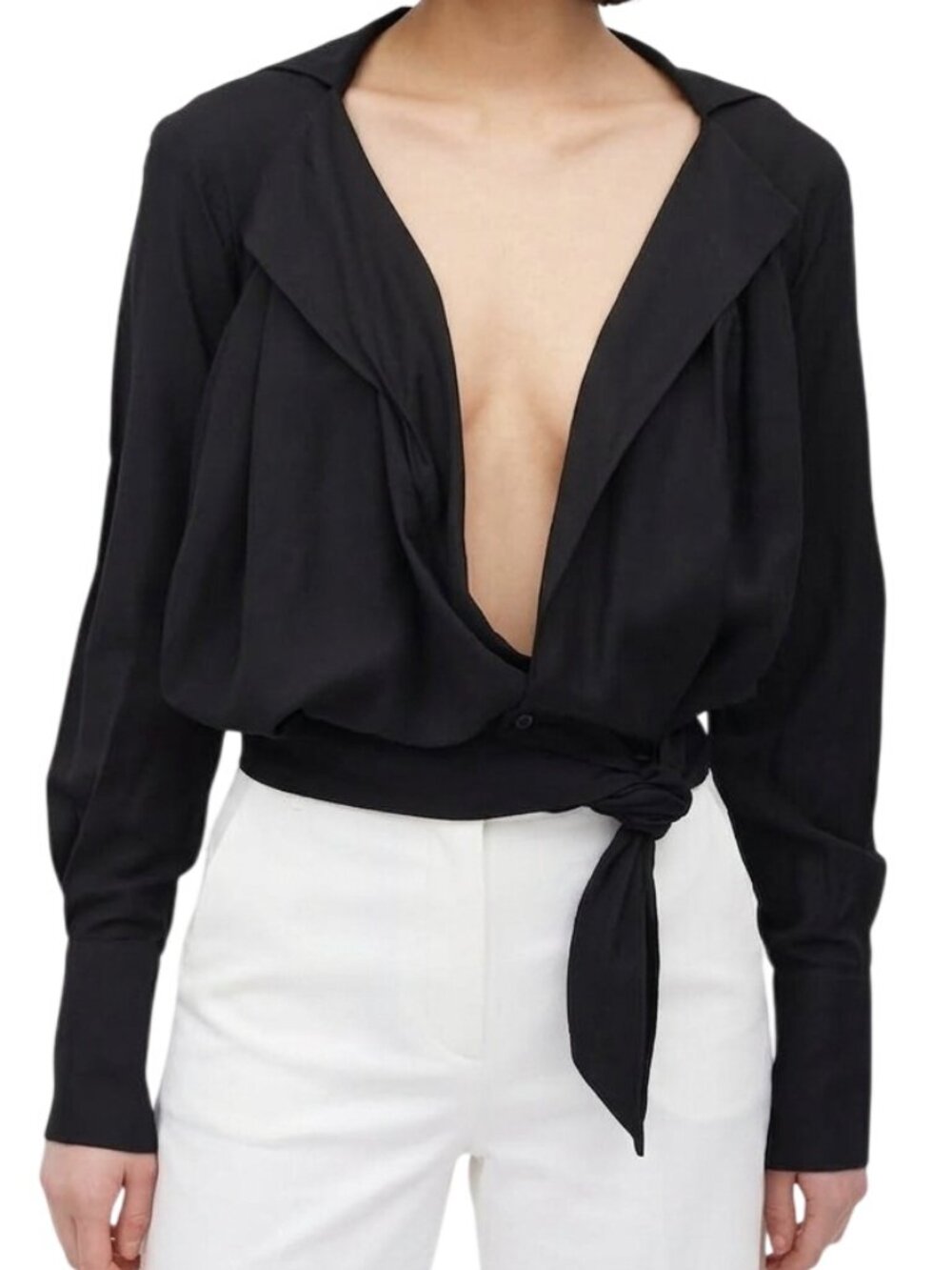 Jacquemus La Chemise Figari Black Wrap Blouse La Riviera SS19 FR 34
